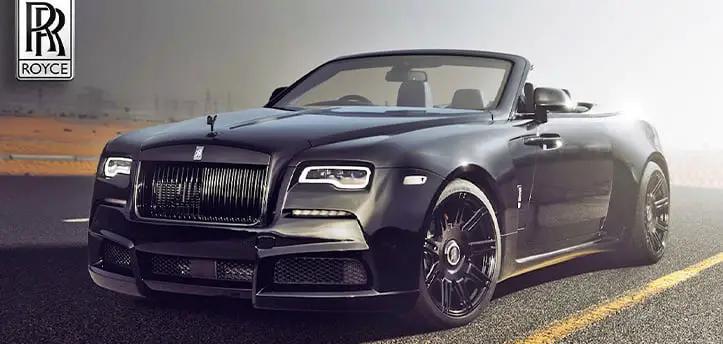 سيارة رولز رويس داون Rolls Royce Dawn مكشوفة لونها أسود فخمة بشكل لا يوصف